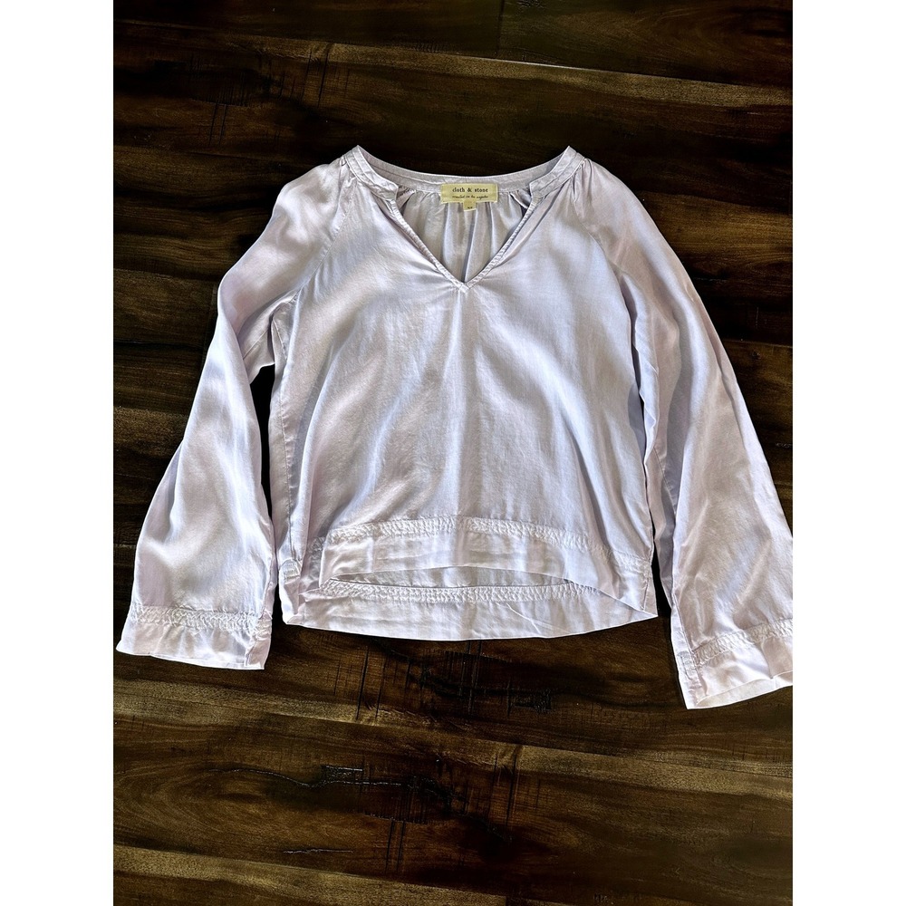 Cloth & Stone Lilac Breeze Tencel V-Neck Blouse XS C4456-654 New